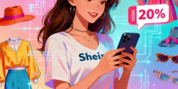 Woman using smartphone to decode Shein algorithm for personalized finds