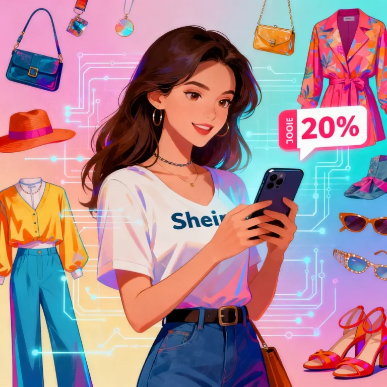 Woman using smartphone to decode Shein algorithm for personalized finds