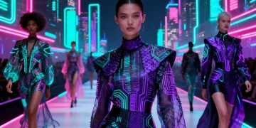The Rise of Digital Fashion: 6 Key Trends Shaping Virtual Wardrobes in the US for 2026 Futuristic digital fashion runway showcasing virtual garments in the US for 2026.