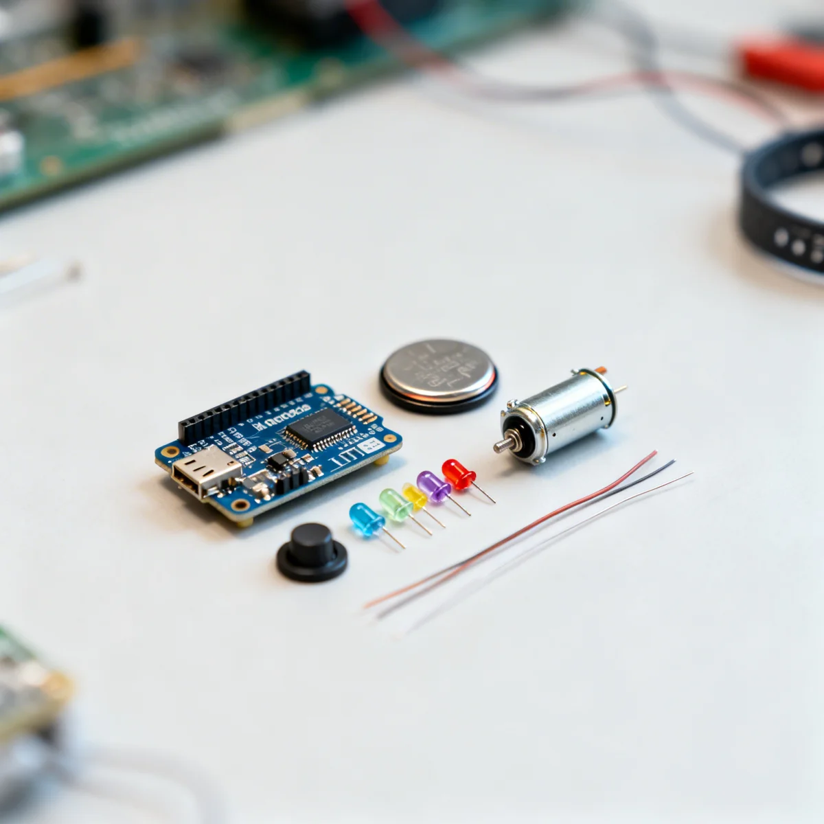 Essential electronic components for DIY smart bracelet construction