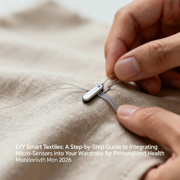 Hand sewing micro-sensor onto fabric for DIY Smart Textiles health monitoring