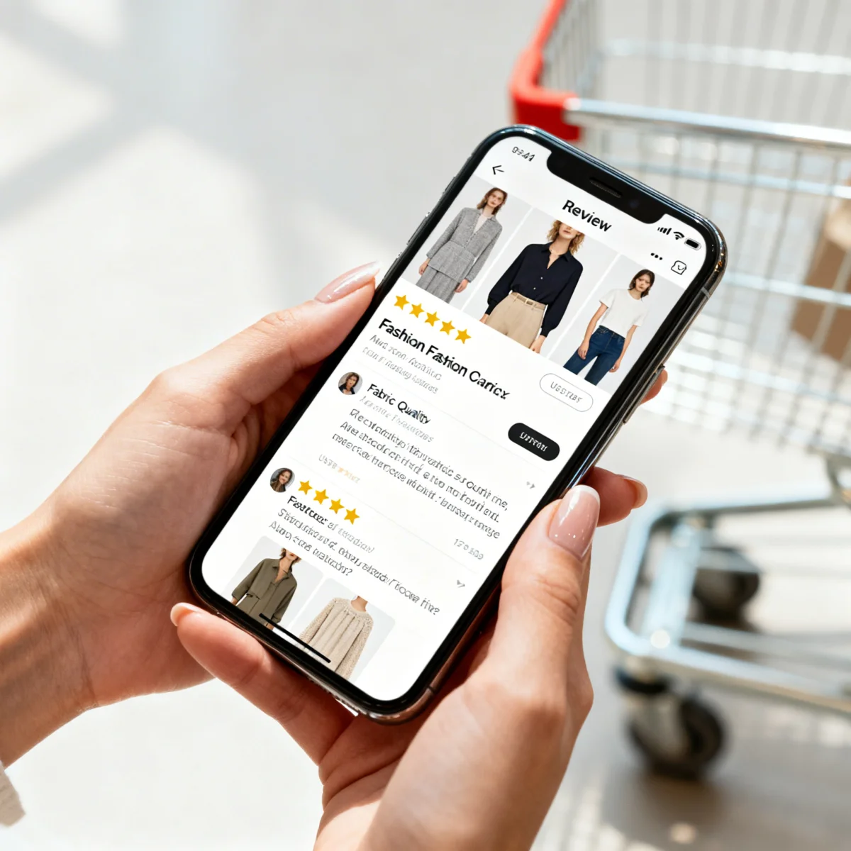 Smartphone displaying fashion review app, highlighting quality checks for Navigating Affordable Fashion in 2026: 5 Insider Tips to Spot Quality and Avoid Returns 30% of the Time.