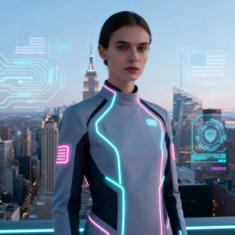 Futuristic smart clothing enhancing style and data security in the US.