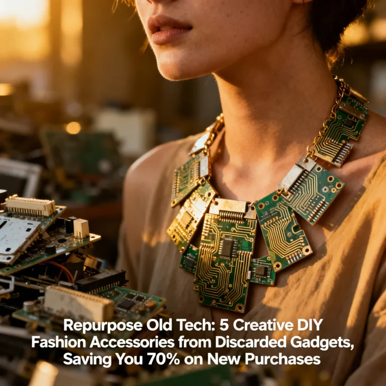Stylish necklace crafted from circuit board pieces, showcasing repurposed old tech.