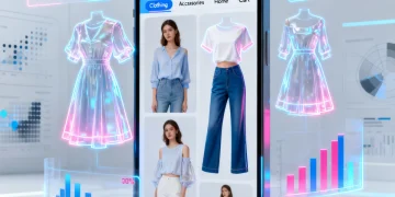 Shein shopping app interface with virtual clothing and pricing data in 2026