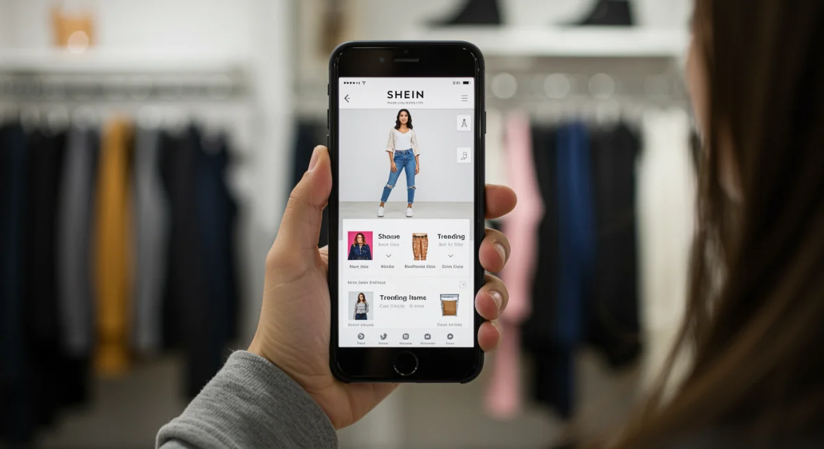 Shein mobile app interface showing new fashion arrivals