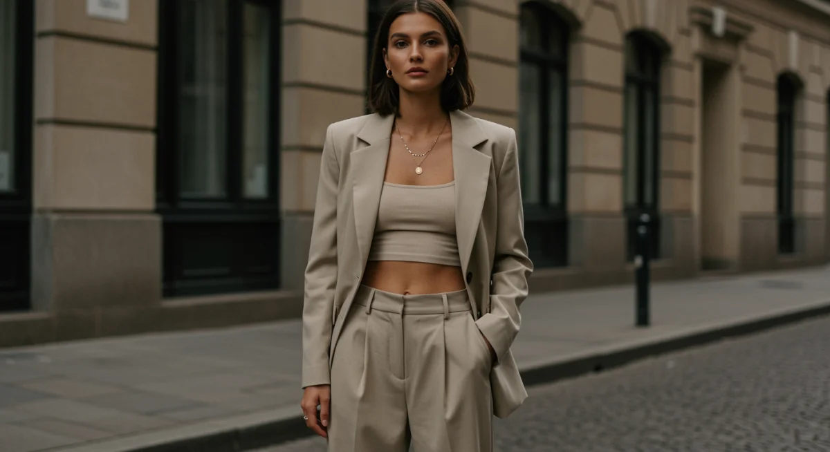 Shein elevated casual outfit with tailored blazer and wide-leg trousers