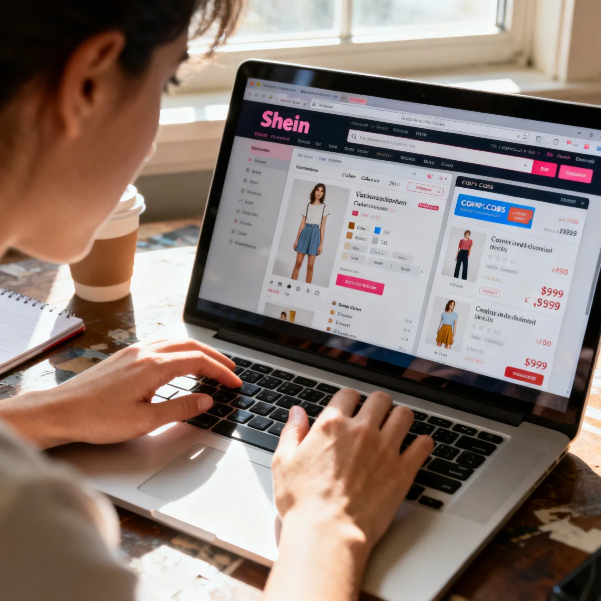 Shopper comparing Shein prices and discounts for best value