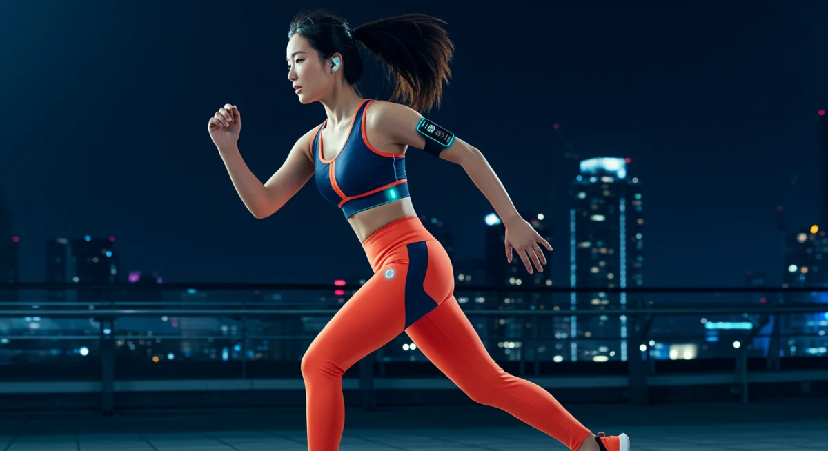 Smart athleisure wear with embedded sensors, representing Shein's foray into wearable technology.