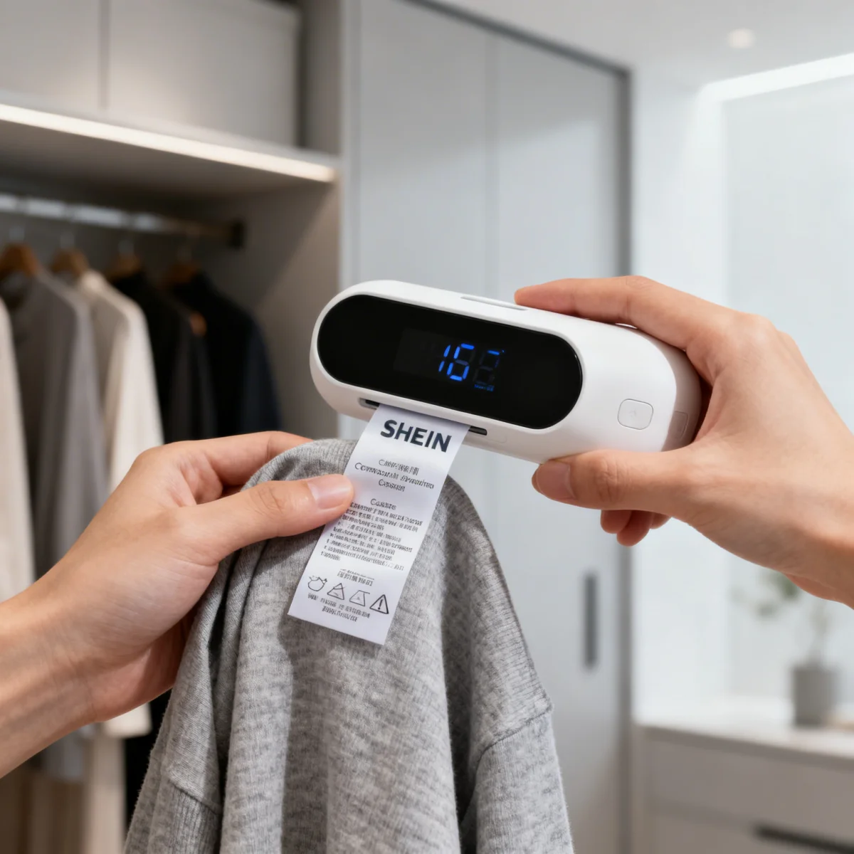 Smart fabric scanner for Shein Tech Integration, analyzing garment details