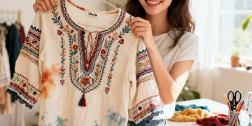 Creative Shein upcycling project, transforming old Shein hauls with DIY fashion hacks