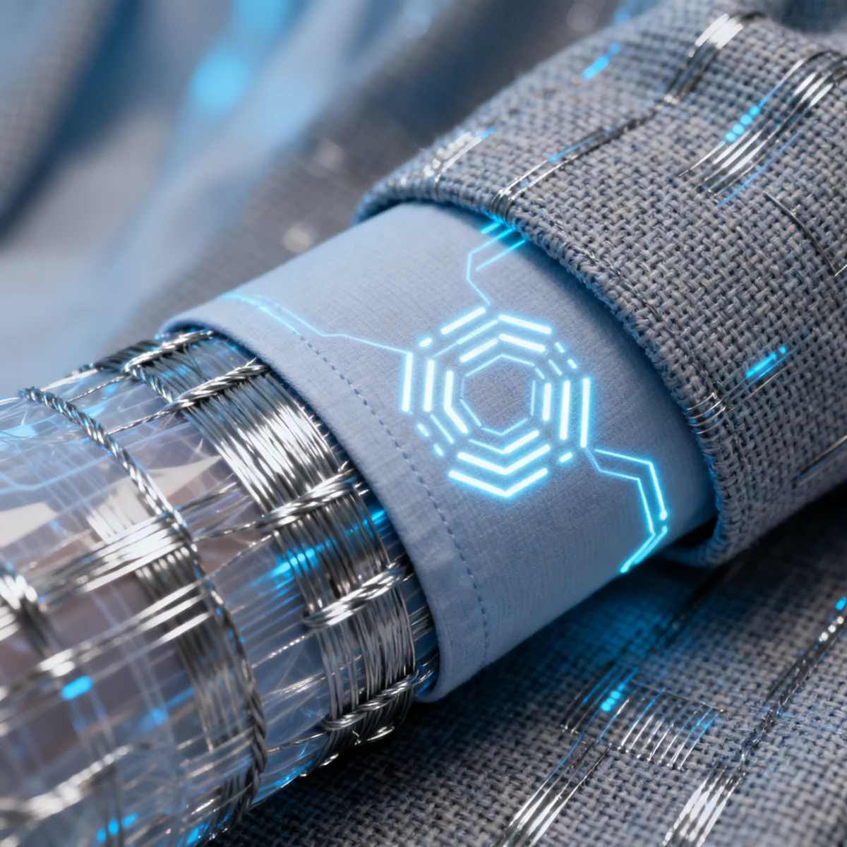 Smart fabric with embedded sensors for enhanced data security in fashion.