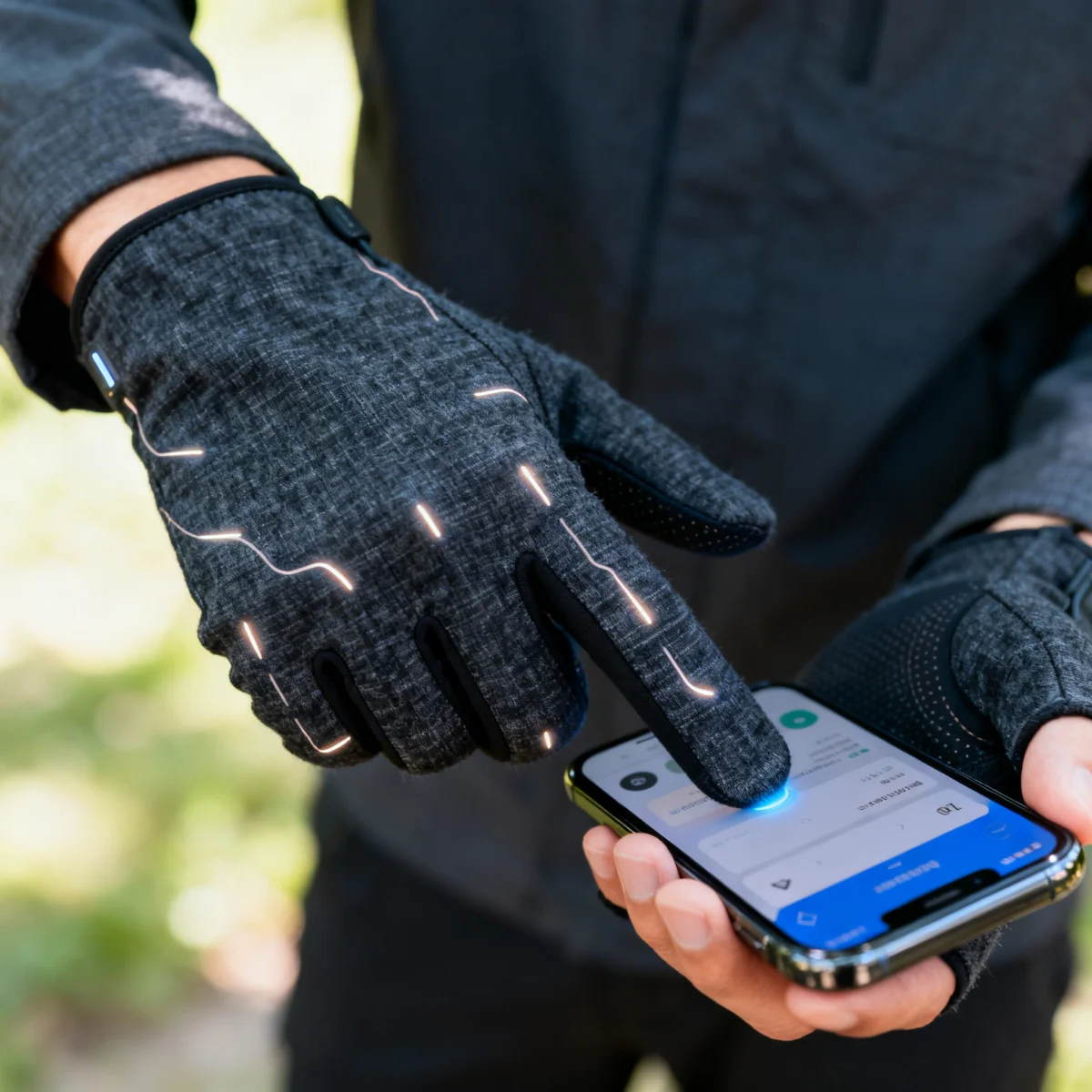 User interacting with smart fabric glove project