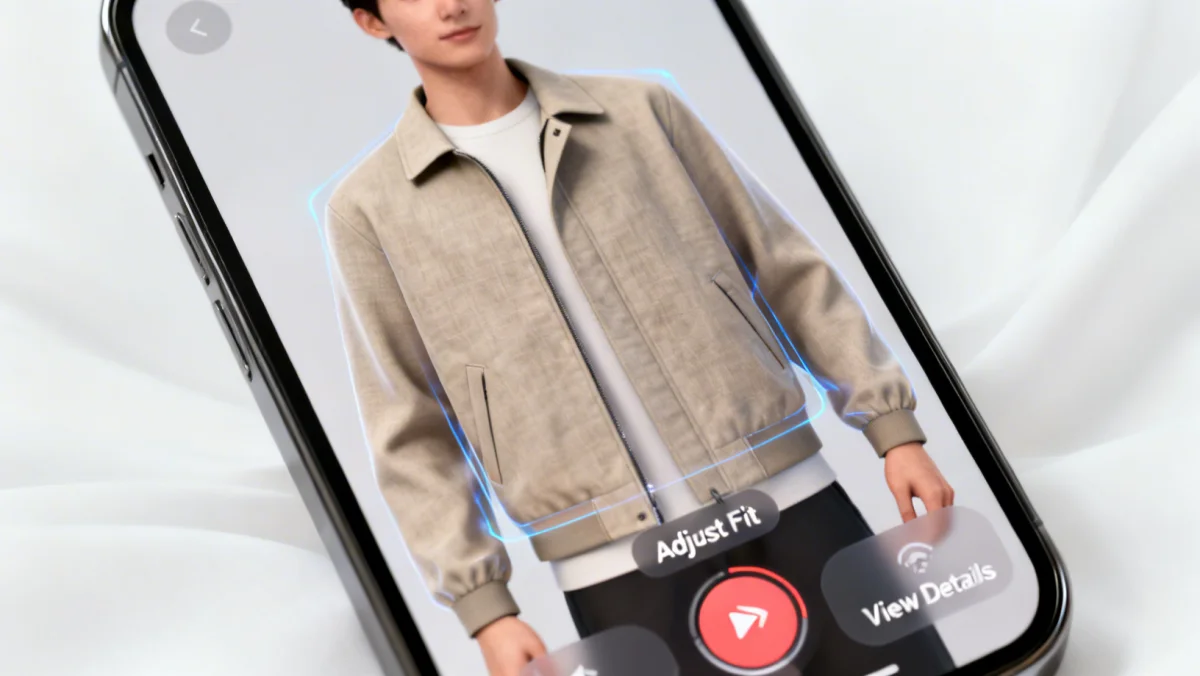 Smartphone showing augmented reality clothing try-on feature