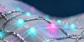 Smart fabric with embedded sensors, showcasing advanced Tech in Textiles