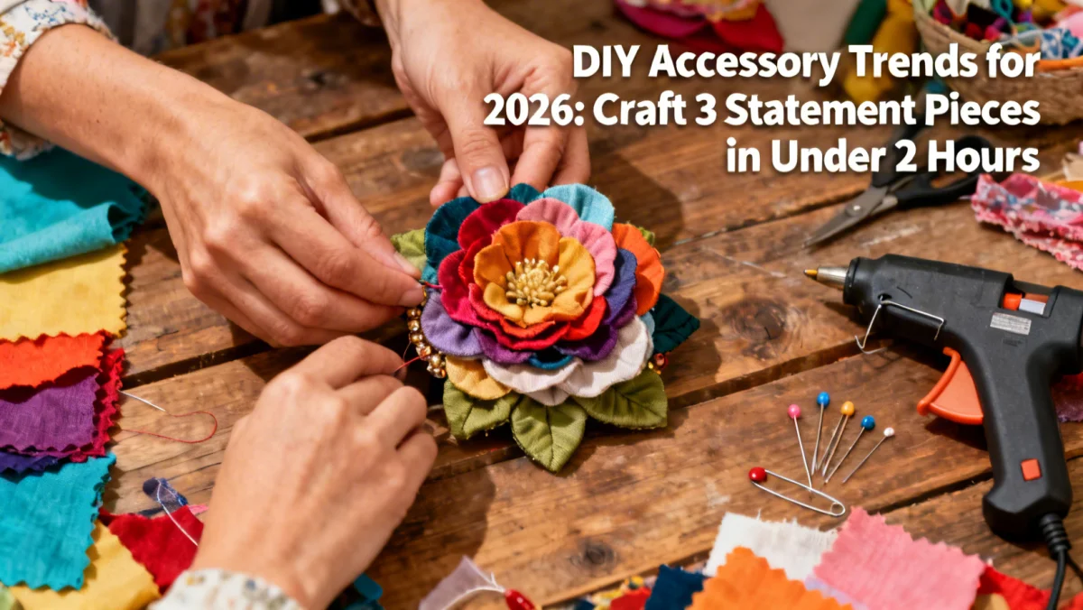 Hands crafting a fabric flower brooch, part of DIY Accessory Trends 2026